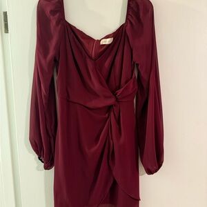 Altar'd State Deep Red Long Sleeve Dress